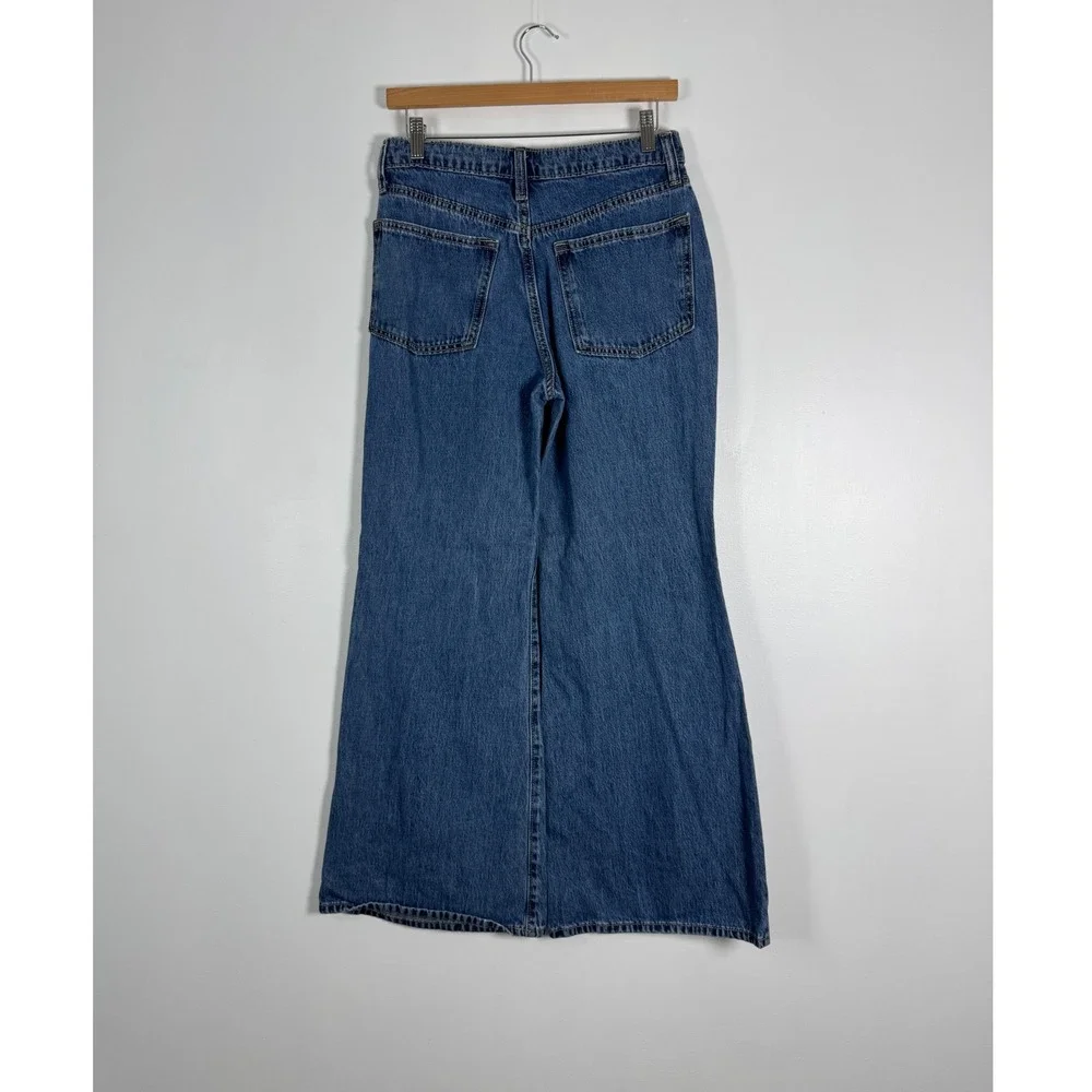 Western Boho Old Navy Kids 18 Baggy Flare Jeans Blue Embroidered Cactus Flower